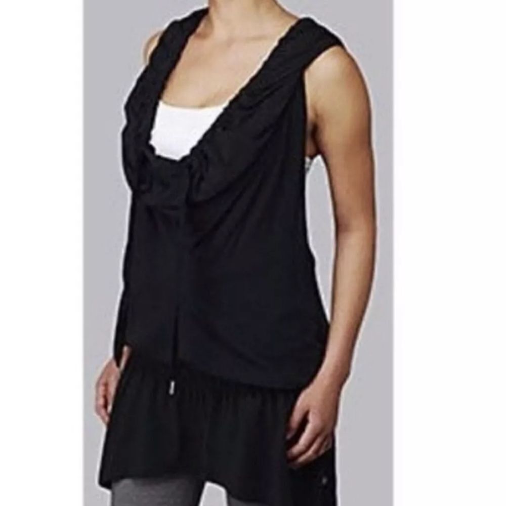 Lululemon Too Cool Hooded Cowl Neck Tunic Racerback Tank Black ONE SIZE